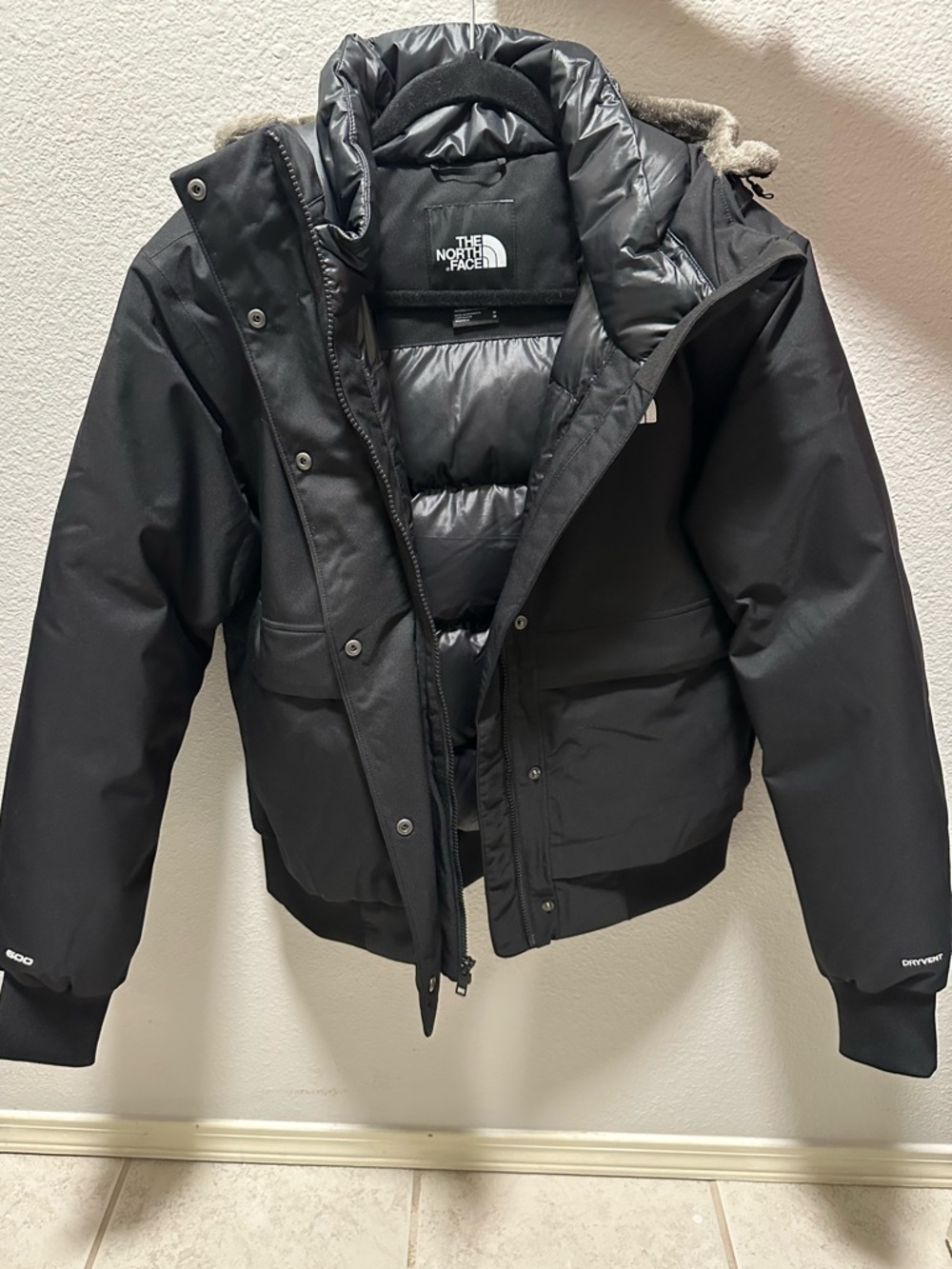 The North Face Black Insulated Hooded Bomber Jacket